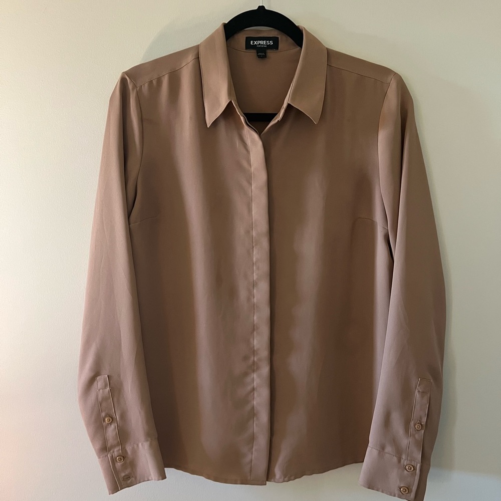 Taupe Button Down Blouse